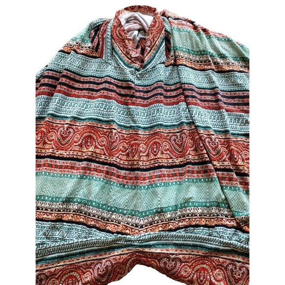 Cato Top Womens 26w Tie Waist Wrap Short Sleeve Aztec Southwestern Soft Stretch - Picture 12 of 13